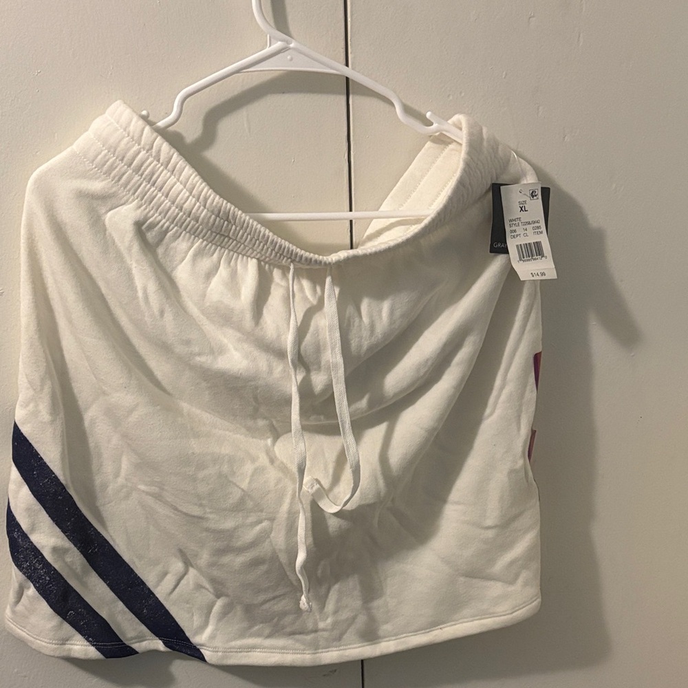 Women's White Shorts with Blue Stripes